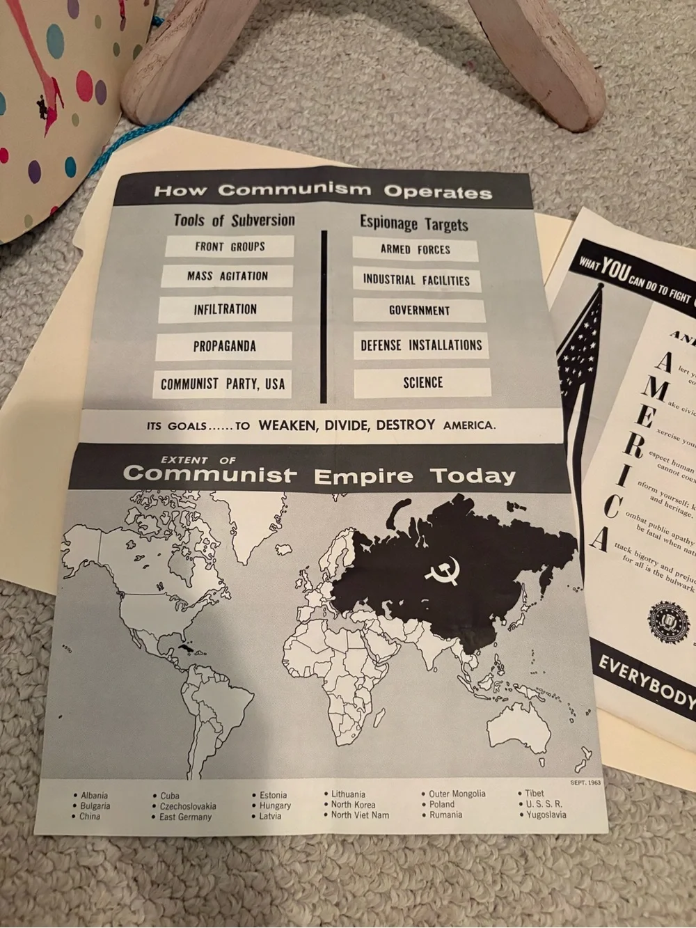Communism 1963 Vintage Patriotic Educational Pamphlet Set - Black & White